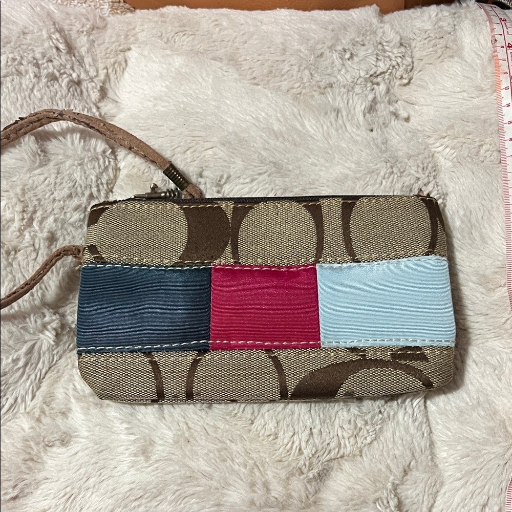 Coach Brown And Multicolor Patchwork Wristlet - image 1